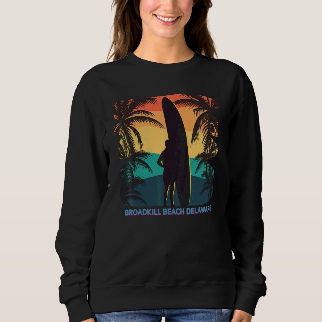 Camiseta Broadkill Beach Delaware De Palm Tree Surfboard Su (Frente)