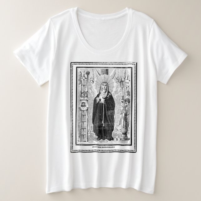 Camiseta Broadsheet with the Virgin of Sorrows (Frente do Design)