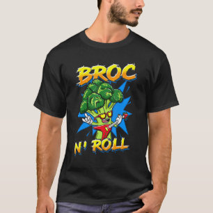 Camiseta Broc N' Roll Brócolis Toca Guitarra Rockstar Art