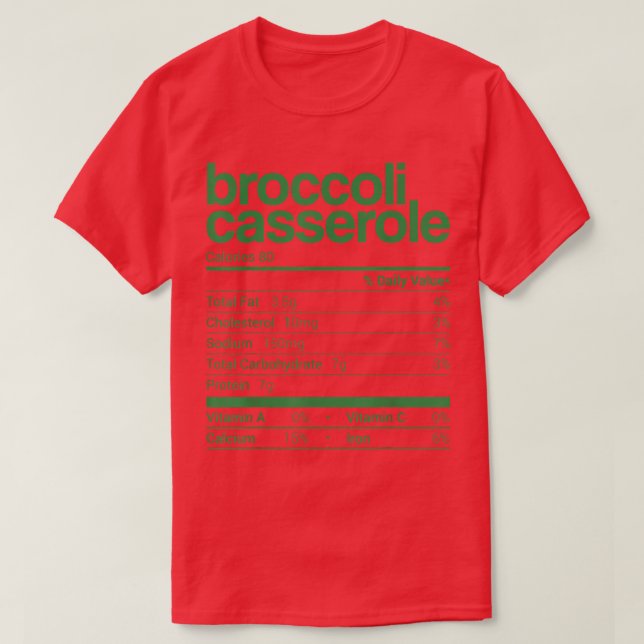 Camiseta Broccoli Casserole Nutrition Facts 2021 Thanksgivi (Frente do Design)