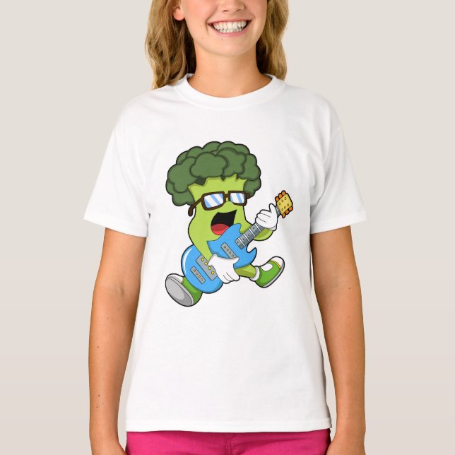 Camiseta Broccoli como músico com guitarra (Frente)