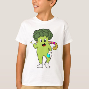 Camiseta Broccoli no Hockey com taco de Hóquei