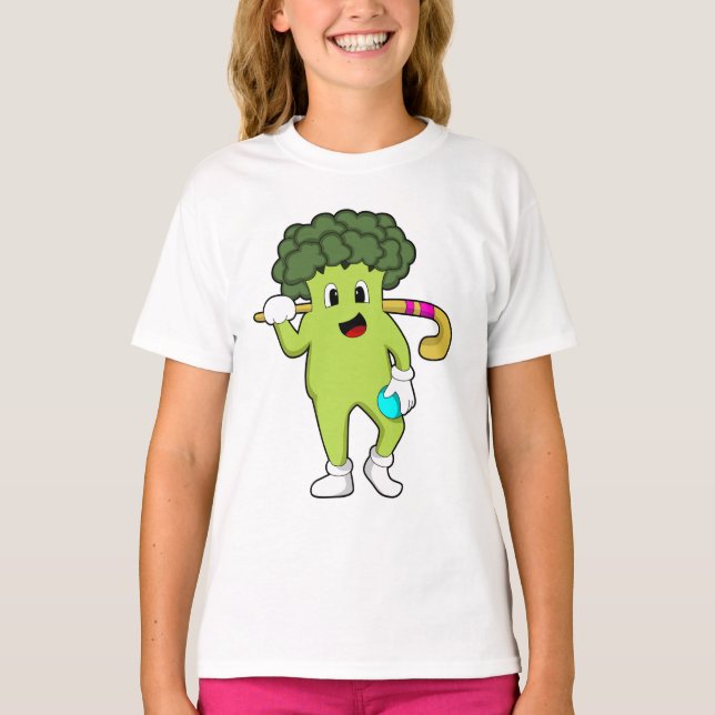 Camiseta Broccoli no Hockey com taco de Hóquei (Frente)