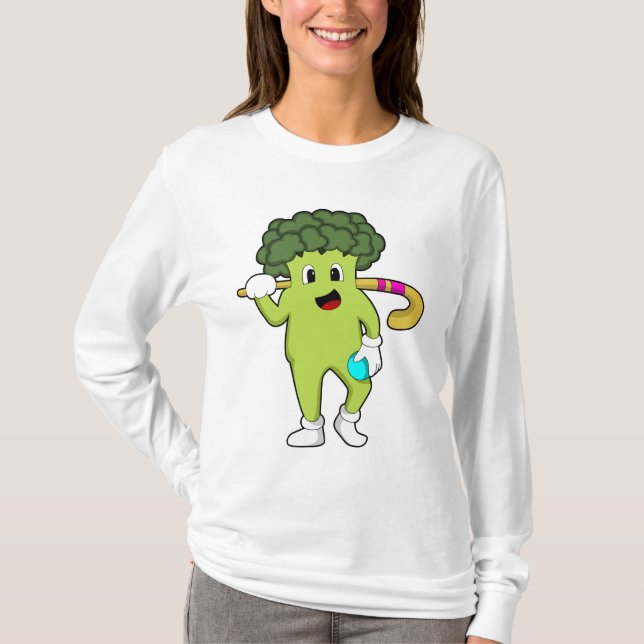 Camiseta Broccoli no Hockey com taco de Hóquei (Frente)