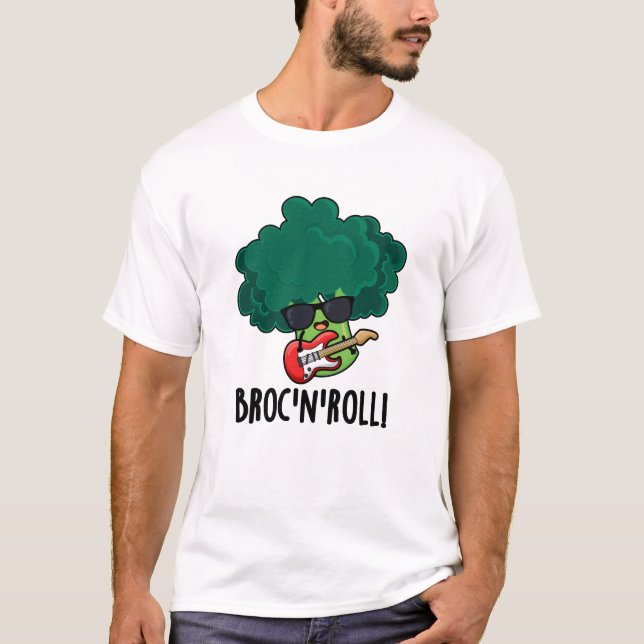 Camiseta Brock n Roll Funny Veggie Broccoli Pun (Frente)