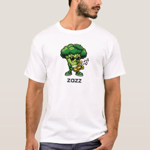 Camiseta Brócolis Legal Tocando Saxofone   Vegetal de Jazz 
