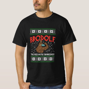 Camiseta Brodolf Em Mask Muscle Workout Gym Ugly Xmas