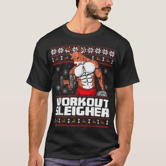 Camiseta Brodolf Gym Workout Engraçado Feliz Natal Rudolph (Frente)