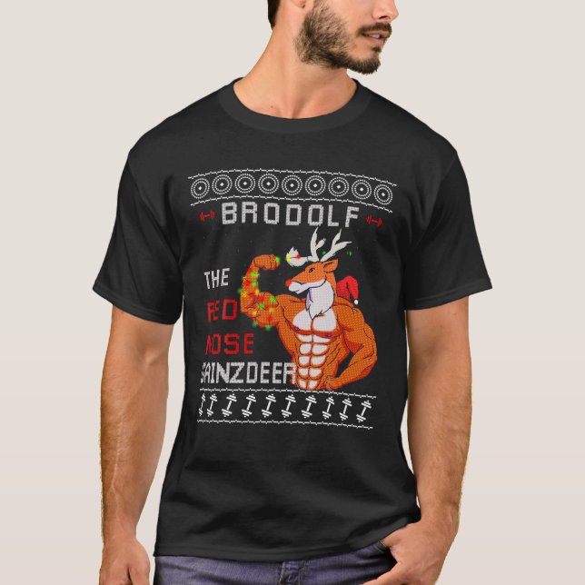 Camiseta Brodolf O Gainzdeer Nose Vermelha Gym Ugly Natal (Frente)