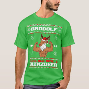 Camiseta Brodolf Red Nose Gainzdeer Gym Ugly Christmas S