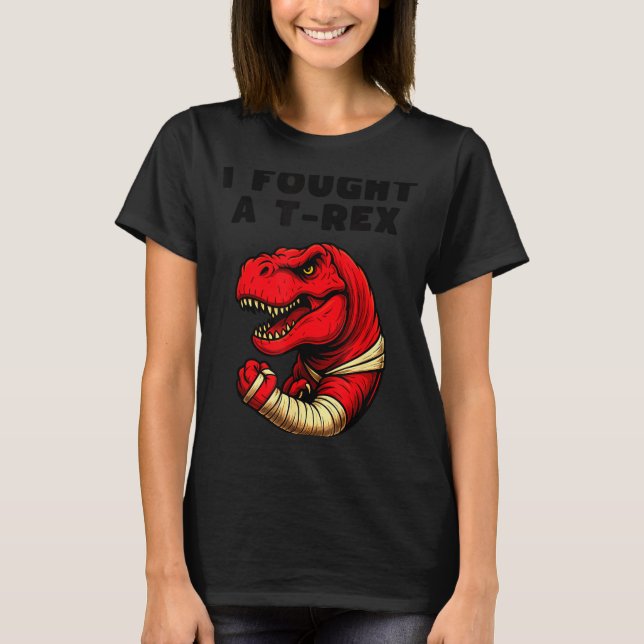 Camiseta Broken Arm Recovery T-rex Kids Boys Dinosaur  (Frente)