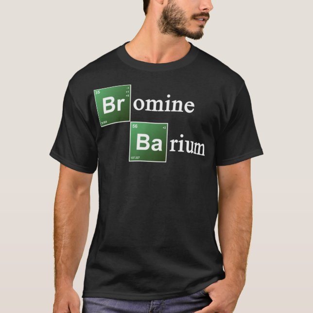 Camiseta Bromo e Bário - Elemento de Química de Mesas Perió (Frente)