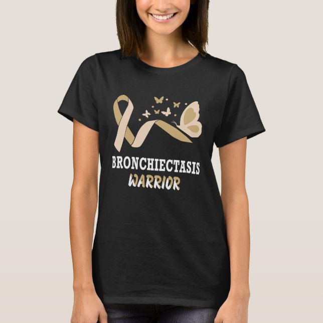 Camiseta Bronchiectasis Awareness Pearl Ribbon Warrior Butt (Frente)