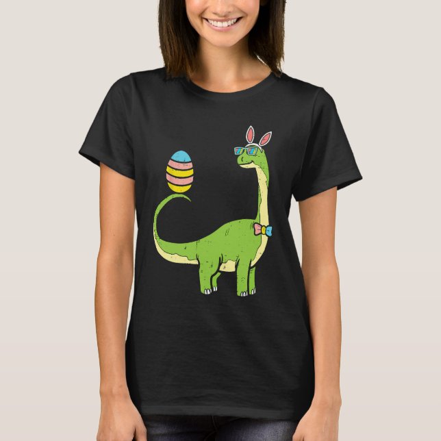 Camiseta Brontosaurus Bunny Ears Egg Easter Day Dinosaur Di (Frente)