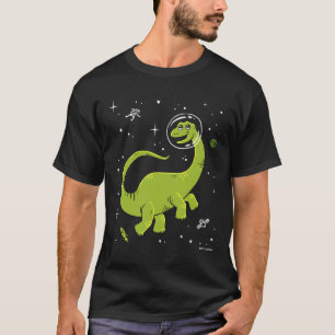 Camiseta Brontosaurus Verdes Dinos No Espaço