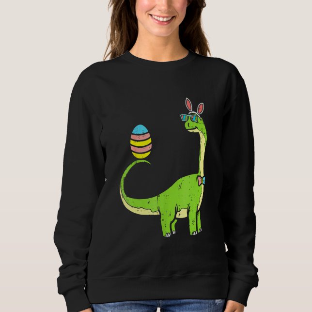 Camiseta Brontossaurus Bunny Ears Páscoa de Ovos Cute Dinos (Frente)