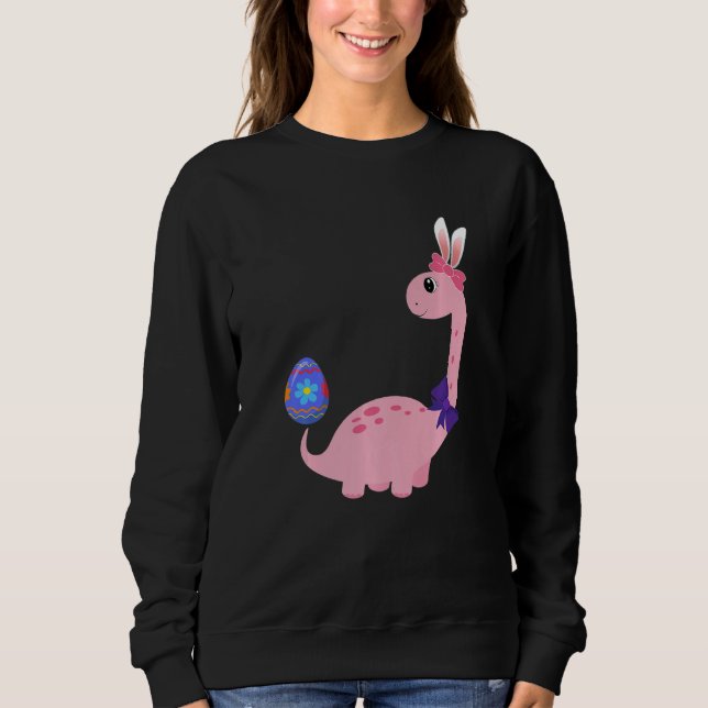 Camiseta Brontossaurus Bunny Ears Páscoa Dia do Ovo Dinossa (Frente)