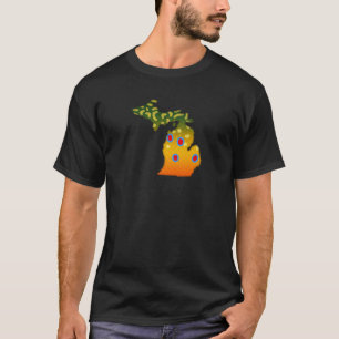 Camiseta Brook Trout Fish Estado De Michigan Mapa De Voo De
