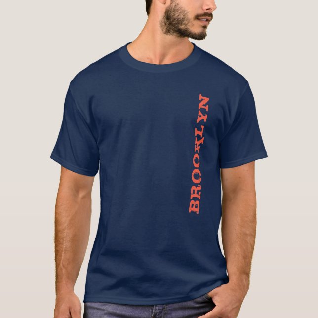 Camiseta Brooklyn New York Nyc Marinho Blue Orange Men's Ba (Frente)