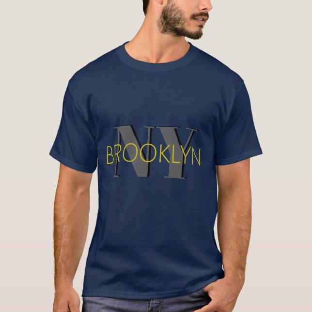 Camiseta BROOKLYN NY cinza azul (Frente)