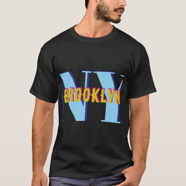Camiseta BROOKLYN NY cinza azul (Frente)
