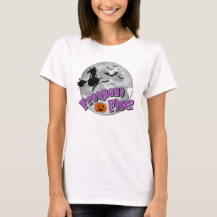 Camiseta Broomstick ambulante de bruxa do Dia das Bruxas Fr