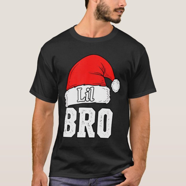 Camiseta Brother Lil Bro Santa Hat Christmas Little Brother (Frente)