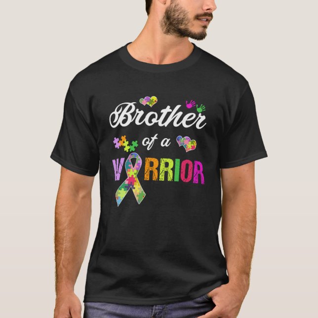 Camiseta Brother Of A Warrior Autism Awareness Support Ribb (Frente)