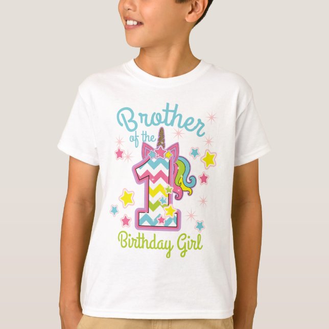 Camiseta Brother of the First birthday Unicorn (Frente)