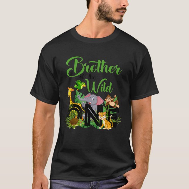 Camiseta Brother Of The Wild One Birthday 1st Safari Jungle (Frente)