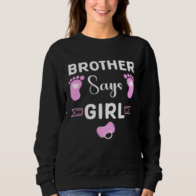 Camiseta brother says girl gender reveal party matching fam (Frente)