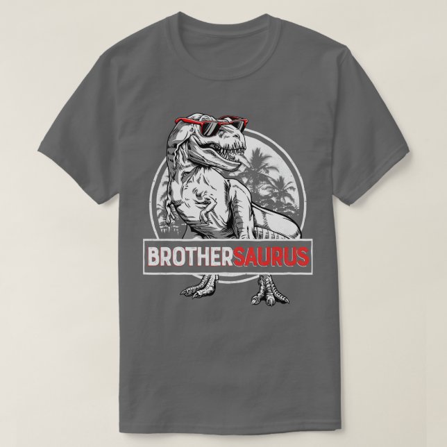Camiseta Brothersaurus T rex Irmão Saurus Dinossaur Boys (Frente do Design)
