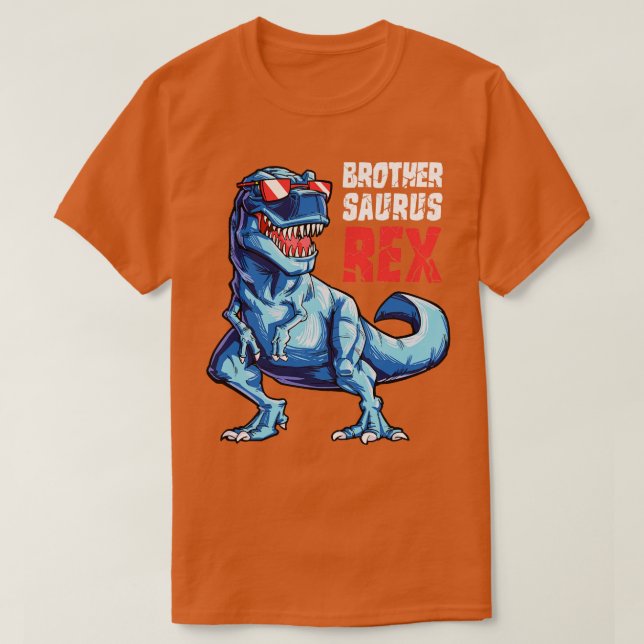Camiseta Brothersaurus T rex Irmão Saurus Dinossaur Boys 1 (Frente do Design)