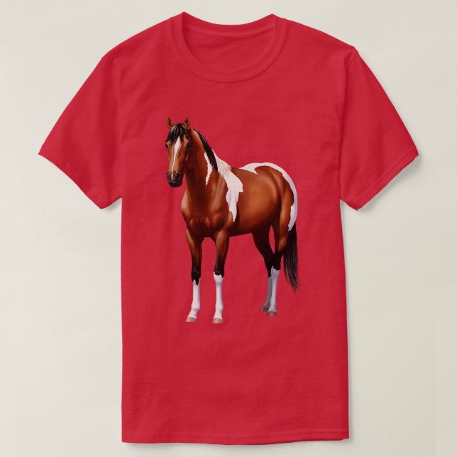 Camiseta Brown Bay Quarter Horse Pinto Pinto Pintor Stallio (Frente do Design)