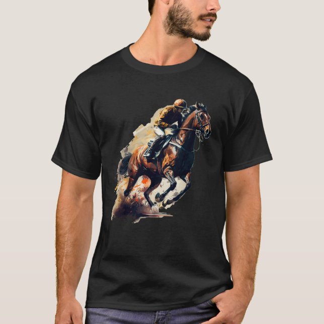 Camiseta Brown Blaze  Horse and Jockey Racing (Frente)
