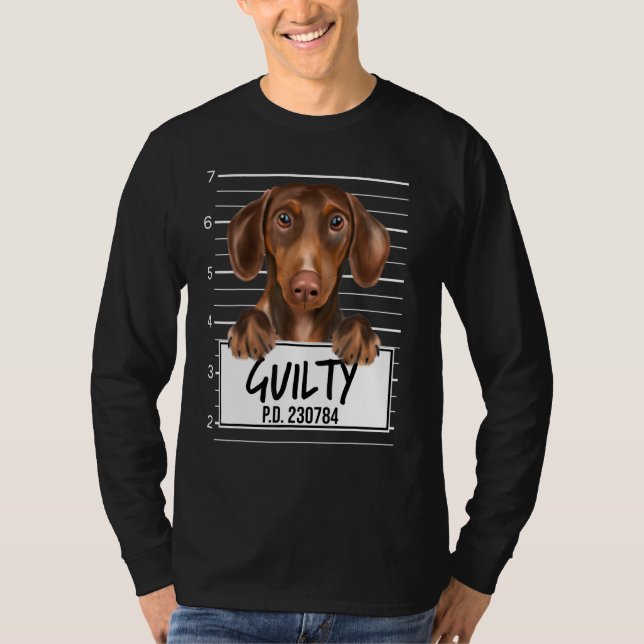 Camiseta Brown Dachshund Mugshot Guilherme Dog (Frente)