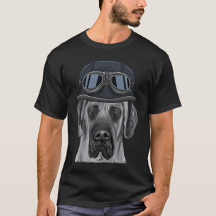 Camiseta Brown Great Dane Vestindo Capacete de Motocicleta 