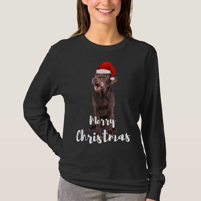 Camiseta Brown Labrador Retriever Feliz Natal Labrador (Frente)