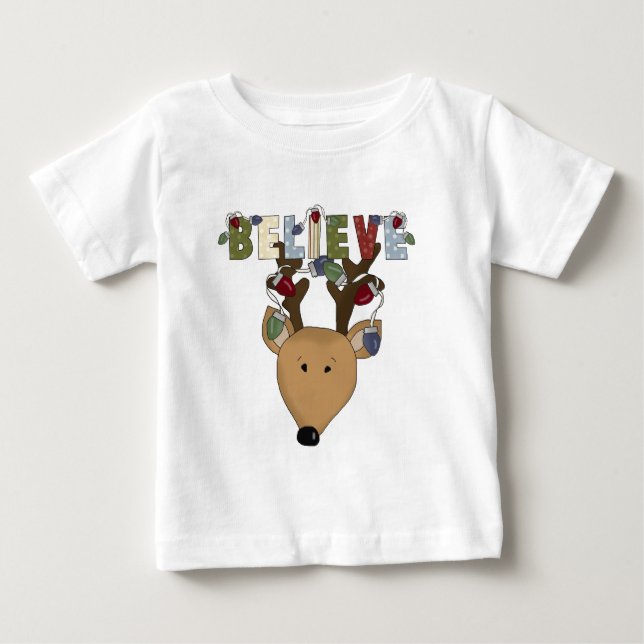 Camiseta Brown Papai noel Reindeer Acredita no Feriado (Frente)
