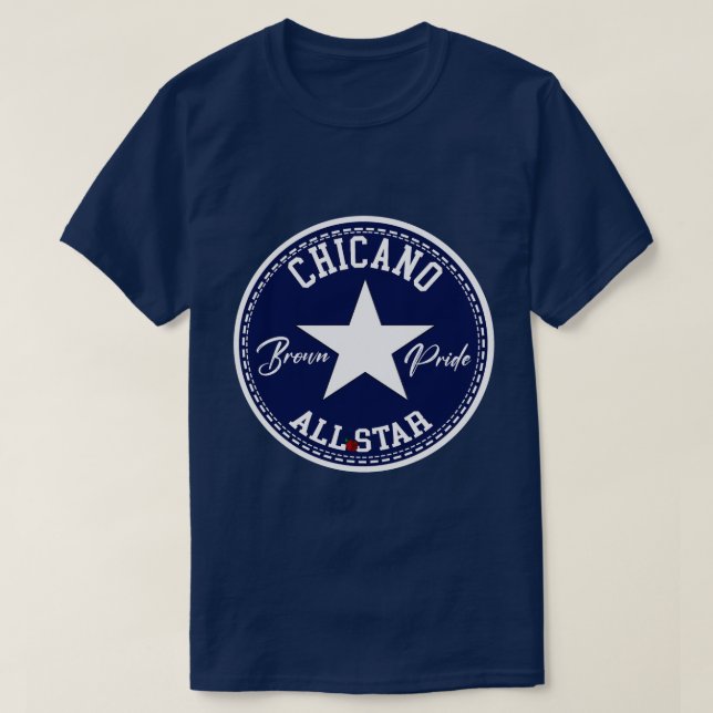 Camiseta Brown Pride de Chicano com estrela (Frente do Design)