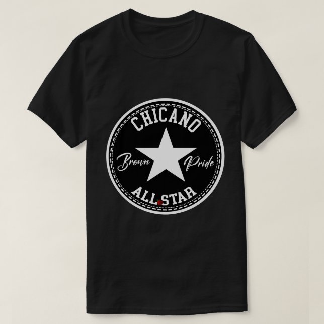 Camiseta Brown Pride de Chicano com estrela (Frente do Design)