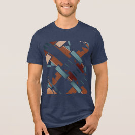 Camiseta Brown Teal Beige Diagonal Southwest Art Look Motif