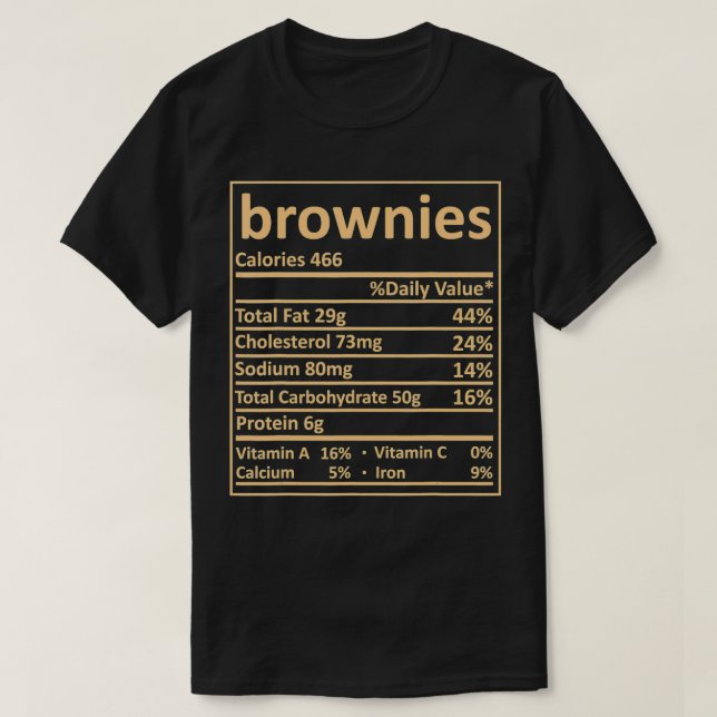 Camiseta Brownies Nutrition Thanksgiving Costume Food Facts (Frente do Design)
