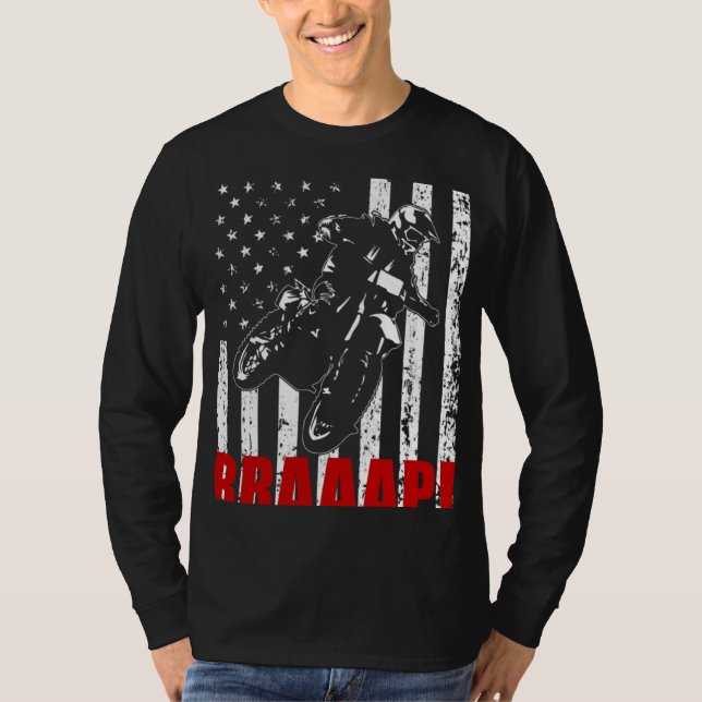 Camiseta Brraaap Dirt Bike American Flag Motocross Biker 4t (Frente)