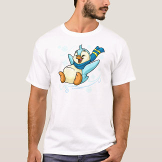 Camiseta Bruce azul que desliza através do gelo