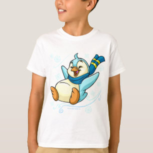 Camiseta Bruce azul que desliza através do gelo