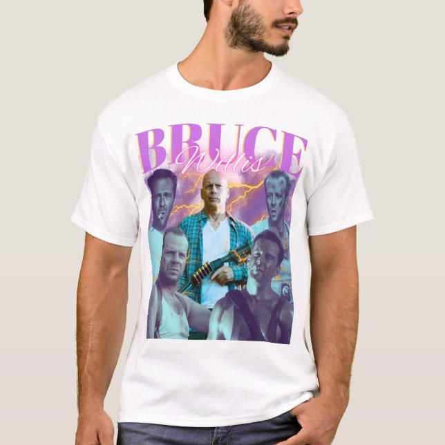 Camiseta Bruce Willis Vintage Bootleg | fan made shirt (Frente)