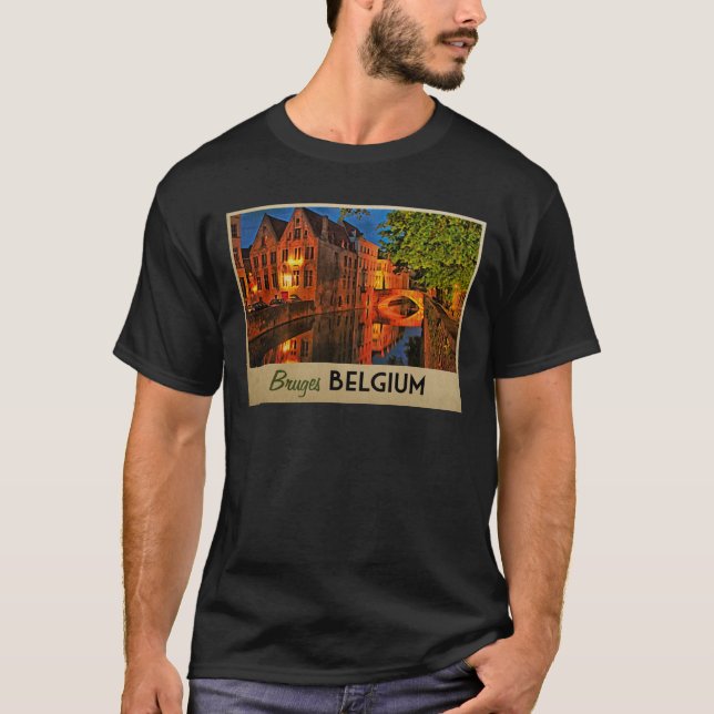 Camiseta Bruges Belgium À Noite (Frente)