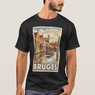 Camiseta Bruges Belgium Illustration Viagem Art Vintage