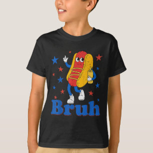 Camiseta Bruh 4 de Julho Cachorro-Quente Engraçado Patrióti